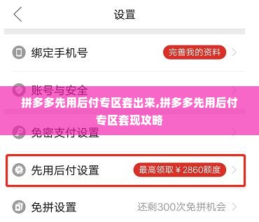 拼多多先用后付专区套出来,拼多多先用后付专区套现攻略
