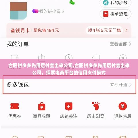 合肥拼多多先用后付套出来公司,合肥拼多多先用后付套出来公司，探索电商平台的信用支付模式