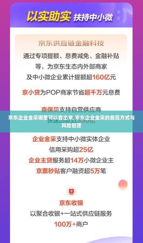 京东企业金采哪里可以套出来,京东企业金采的套现方式与风险管理