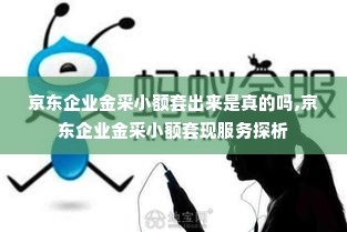 京东企业金采小额套出来是真的吗,京东企业金采小额套现服务探析