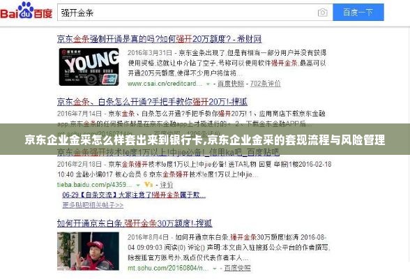 京东企业金采怎么样套出来到银行卡,京东企业金采的套现流程与风险管理