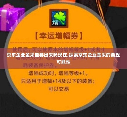 京东企业金采能套出来吗现在,探索京东企业金采的套现可能性