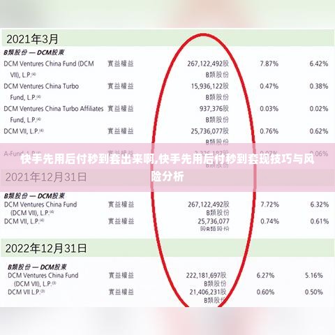 快手先用后付秒到套出来啊,快手先用后付秒到套现技巧与风险分析