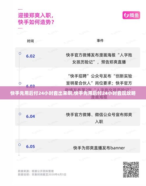 快手先用后付24小时套出来啊,快手先用后付24小时套现攻略