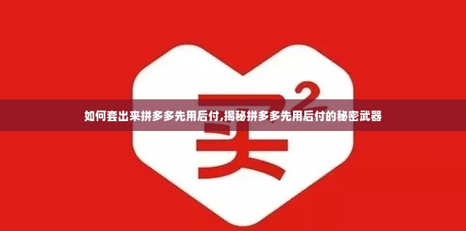 如何套出来拼多多先用后付,揭秘拼多多先用后付的秘密武器