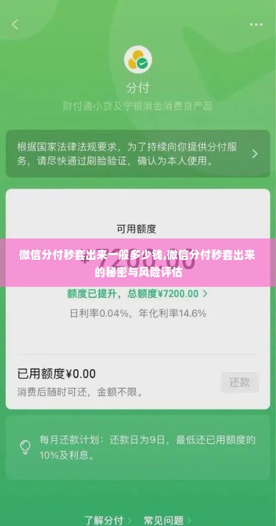 微信分付秒套出来一般多少钱,微信分付秒套出来的秘密与风险评估