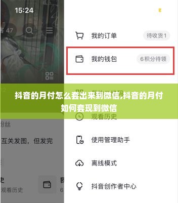 抖音的月付怎么套出来到微信,抖音的月付如何套现到微信
