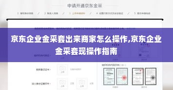 京东企业金采套出来商家怎么操作,京东企业金采套现操作指南