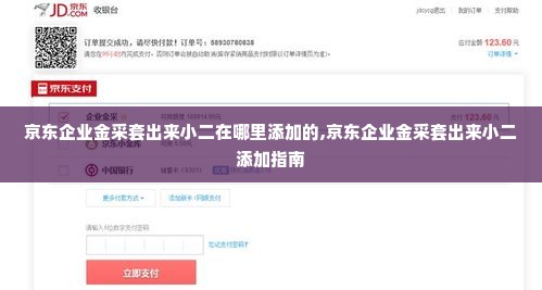 京东企业金采套出来小二在哪里添加的,京东企业金采套出来小二添加指南