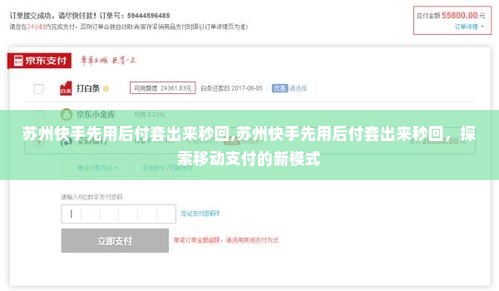 苏州快手先用后付套出来秒回,苏州快手先用后付套出来秒回，探索移动支付的新模式