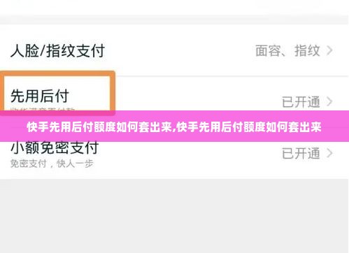 快手先用后付额度如何套出来,快手先用后付额度如何套出来