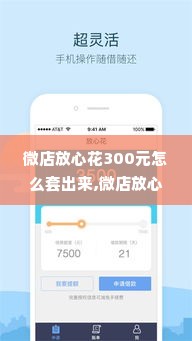 微店放心花300元怎么套出来,微店放心花300元怎么套出来？
