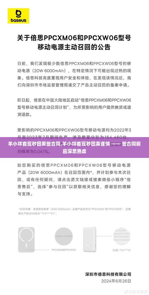 羊小咩套现秒回要签合同,羊小咩套现秒回需谨慎 —— 签合同前应深思熟虑