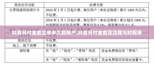 抖音月付金套出来多久到账户,抖音月付金套现流程与时间表