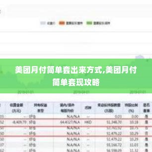 美团月付简单套出来方式,美团月付简单套现攻略