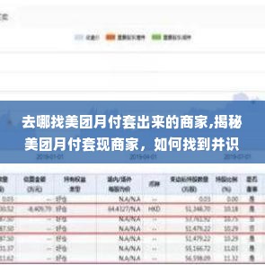 去哪找美团月付套出来的商家,揭秘美团月付套现商家，如何找到并识别他们