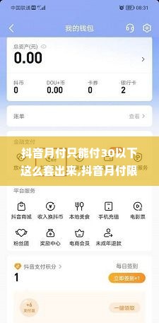 抖音月付只能付30以下这么套出来,抖音月付限额与套现技巧分析