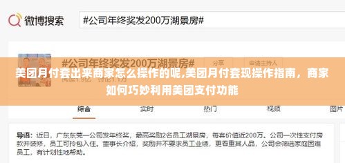 美团月付套出来商家怎么操作的呢,美团月付套现操作指南，商家如何巧妙利用美团支付功能