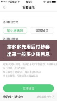 拼多多先用后付秒套出来一般多少钱利息,拼多多先用后付秒套出来的利息分析