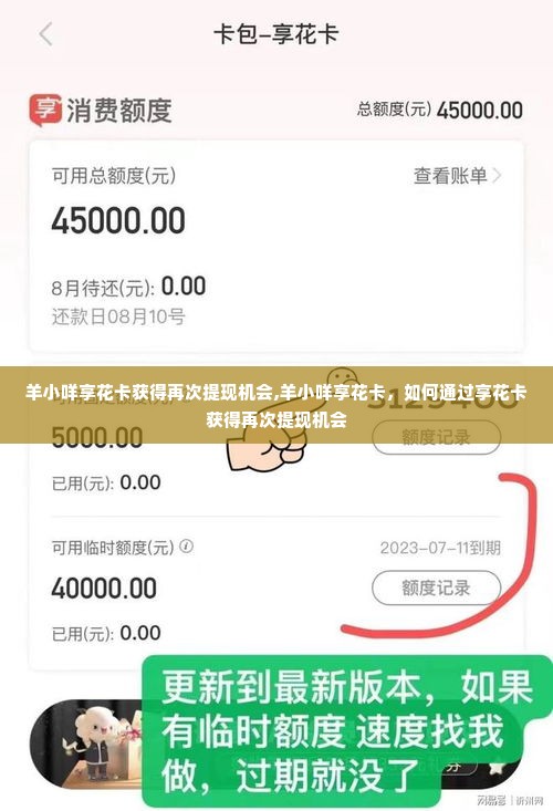 羊小咩享花卡获得再次提现机会,羊小咩享花卡，如何通过享花卡获得再次提现机会