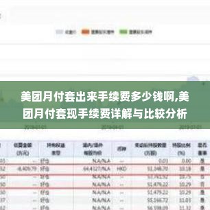 美团月付套出来手续费多少钱啊,美团月付套现手续费详解与比较分析