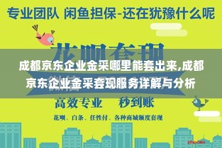 成都京东企业金采哪里能套出来,成都京东企业金采套现服务详解与分析