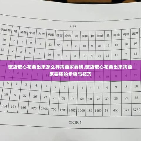 微店放心花套出来怎么样找商家要钱,微店放心花套出来找商家要钱的步骤与技巧