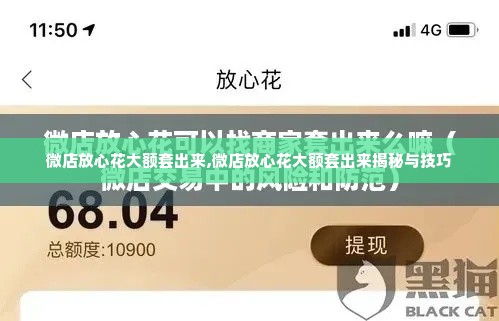 微店放心花大额套出来,微店放心花大额套出来揭秘与技巧