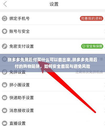 拼多多先用后付买什么可以套出来,拼多多先用后付的购物陷阱，如何安全套现与避免风险