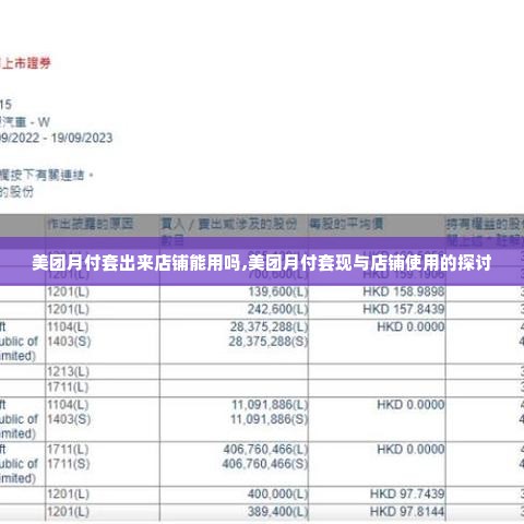 美团月付套出来店铺能用吗,美团月付套现与店铺使用的探讨