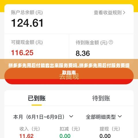 拼多多先用后付能套出来服务费吗,拼多多先用后付服务费提取指南