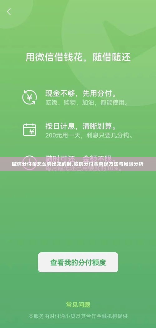 微信分付金怎么套出来的呀,微信分付金套现方法与风险分析