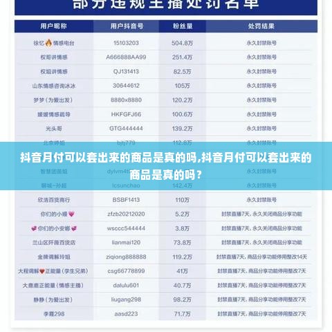 抖音月付可以套出来的商品是真的吗,抖音月付可以套出来的商品是真的吗？