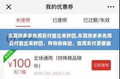 东莞拼多多先用后付套出来秒回,东莞拼多多先用后付套出来秒回，购物新体验，信用支付更便捷