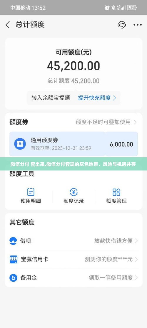 微信分付 套出来,微信分付套现的灰色地带，风险与机遇并存