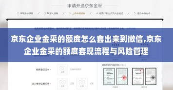 京东企业金采的额度怎么套出来到微信,京东企业金采的额度套现流程与风险管理