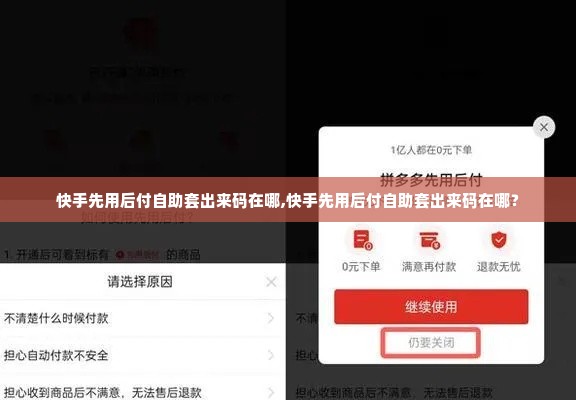 快手先用后付自助套出来码在哪,快手先用后付自助套出来码在哪？