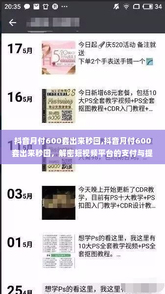 抖音月付600套出来秒回,抖音月付600套出来秒回，解密短视频平台的支付与提现流程