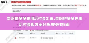 贵阳拼多多先用后付套出来,贵阳拼多多先用后付套现方案分析与操作指南