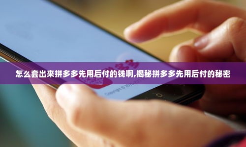 怎么套出来拼多多先用后付的钱啊,揭秘拼多多先用后付的秘密