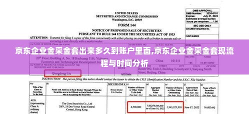京东企业金采金套出来多久到账户里面,京东企业金采金套现流程与时间分析
