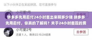 拼多多先用后付24小时套出来啊多少钱 拼多多先用后付，你真的了解吗？关于24小时套现的费用揭秘