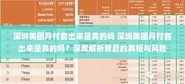 深圳美团月付套出来是真的吗 深圳美团月付套出来是真的吗？深度解析背后的真相与风险