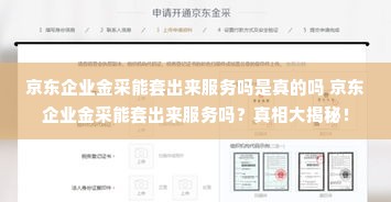 京东企业金采能套出来服务吗是真的吗 京东企业金采能套出来服务吗？真相大揭秘！