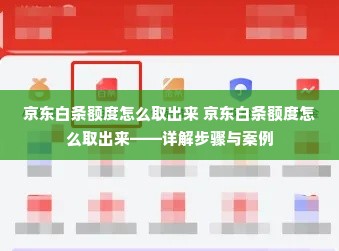 京东白条额度怎么取出来 京东白条额度怎么取出来——详解步骤与案例