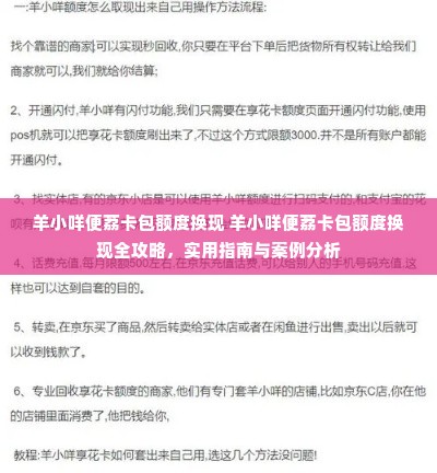 羊小咩便荔卡包额度换现 羊小咩便荔卡包额度换现全攻略，实用指南与案例分析