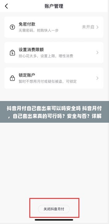 抖音月付自己套出来可以吗安全吗 抖音月付，自己套出来真的可行吗？安全与否？详解+案例