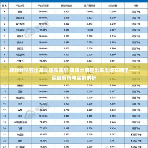 转转分期套出来渠道在哪里 转转分期套出来渠道在哪里——深度解析与实例剖析