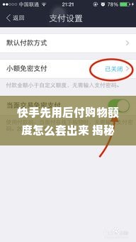 快手先用后付购物额度怎么套出来 揭秘快手先用后付购物额度，如何巧妙套现攻略