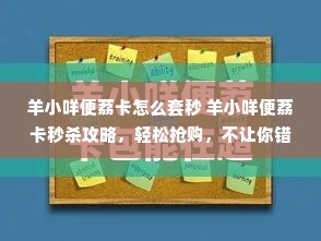 羊小咩便荔卡怎么套秒 羊小咩便荔卡秒杀攻略，轻松抢购，不让你错过！